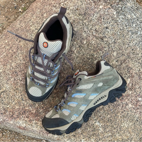 Merrell Waterproof Rugged, All Terrain Hiking Shoes in Gray + Dusty Olive - Picture 5 of 13